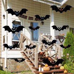 12PCS Halloween Hanging Bats, Halloween Flying Bat with Glowing Eyes Halloween