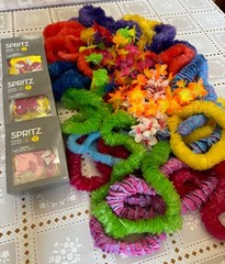 LARGE Hawaiin Luau flower leis assorted lot lei kits and fun parasol party picks