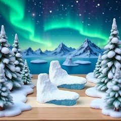 2 Pieces Arctic Iceberg Model 3D Miniatures, Realistic Polar Bear Christmas C…