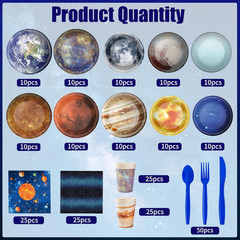 355Pcs Space Birthday Decorations for 50 Guests Party Supplies Include Paper Pla