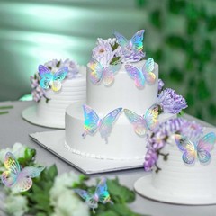 Laser Butterfly Wall Decor, 48Pcs 2 Styles 3 Sizes Butterflies for Birthday C…