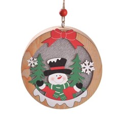 LED Christmas Tree Ornaments Decorative Wooden Santa Claus Charm Pendant Decor