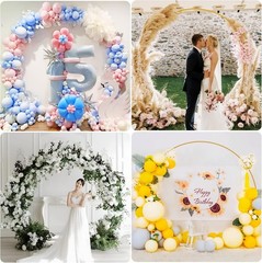 Round Backdrop Stand 8FT Gold Wedding Arch Metal Circle Balloon Arch Stand for