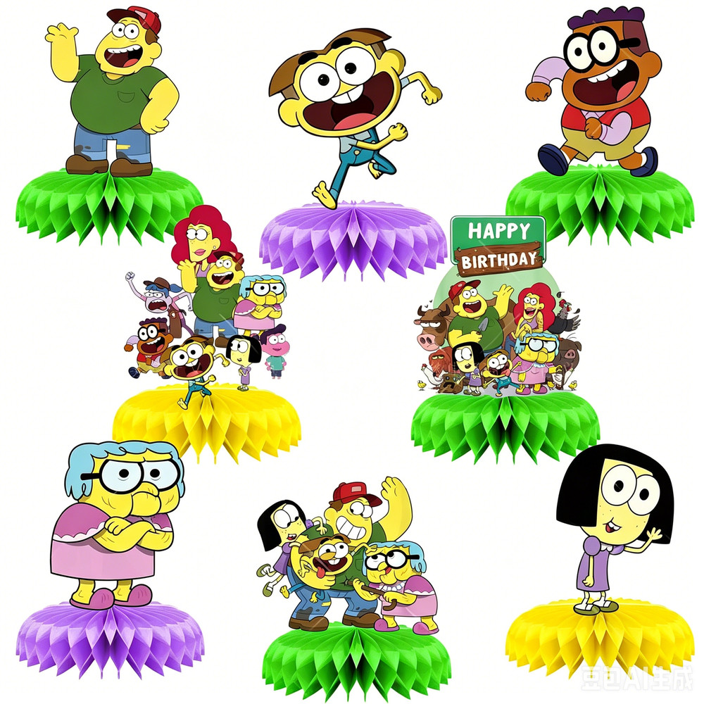 8PCS Big City Greens Honeycomb Centerpieces 3D Table Decorations Party Supplies