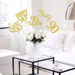 90th Birthday Centerpieces Sticks 15 PCS Happy 90 Table Toppers Party Gold