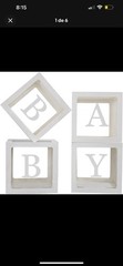 Baby Boxes with Letters for Baby Shower,Clear Baby Shower Decorations Block BLUE
