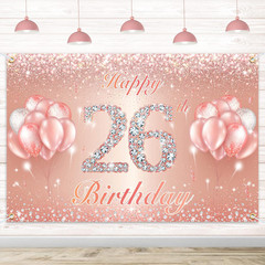 Happy 26th Birthday Banner Backdrop – 26 Birthday Party Decorations Supplies for