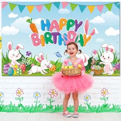 Bunny Birthday Decorations Happy Easter Backdrop Happy Birthday Banner Easter Eg