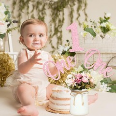 Pink 1st Birthday Centerpiece Stick Glitter Number 1 Table Decor 12 PCS