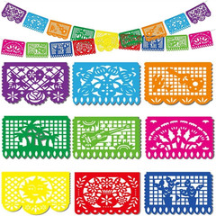 12Packs 216Ft Mexican Party Banners Large Plastic Papel Picado Banner 9 Pattern