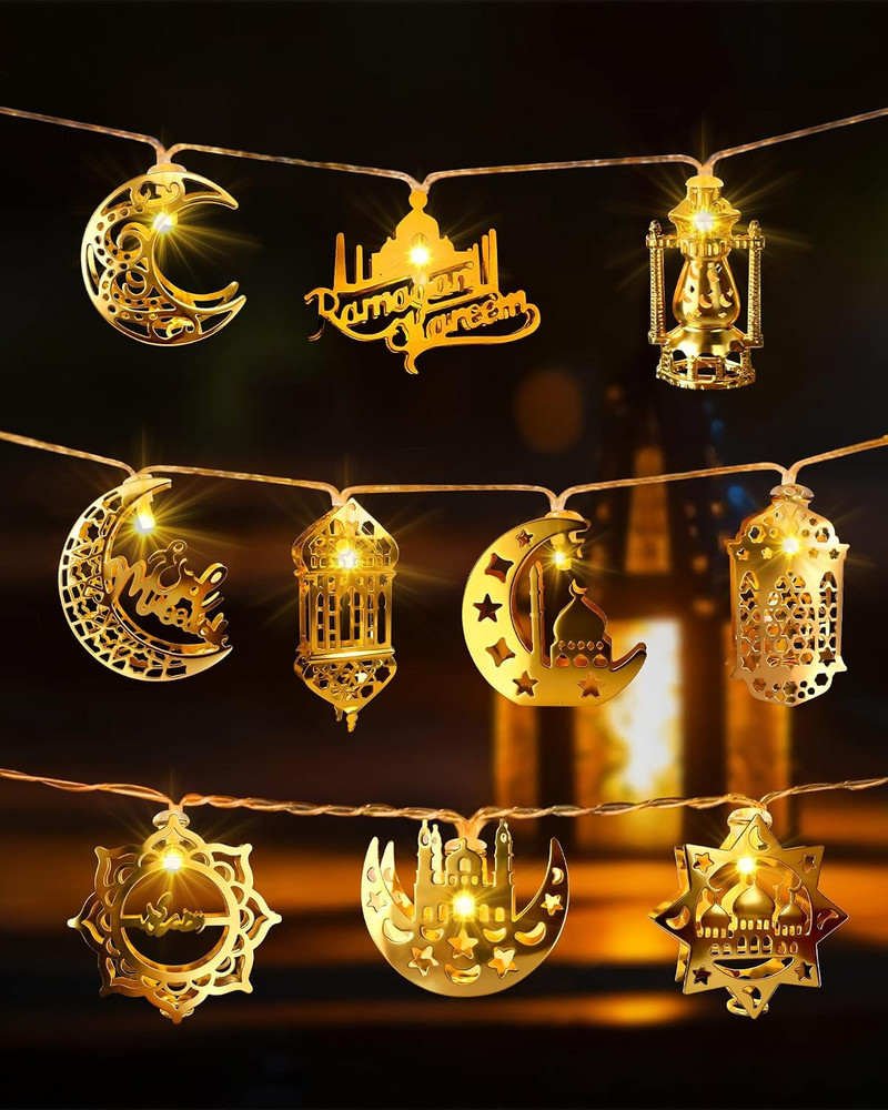 Ramadan Eid Mubarak Lights, Ramadan Decorations for Home 10 Leds Eid Mubarak Str