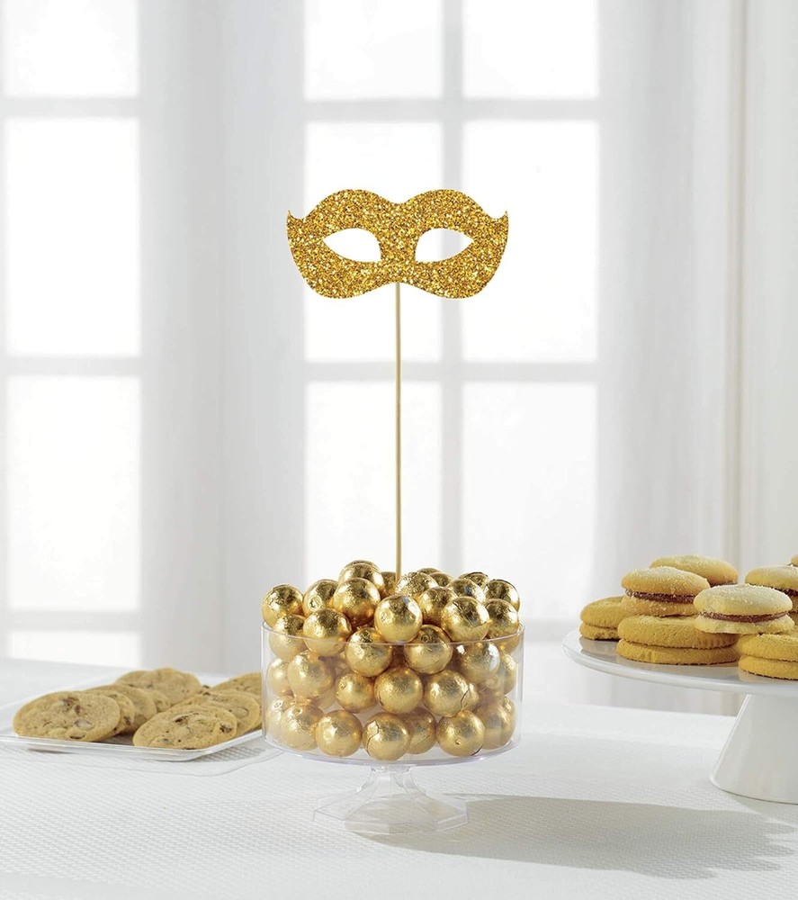 A Night in Disguise Masquerade Mask Mardi Gras Party Decoration Glitter Picks