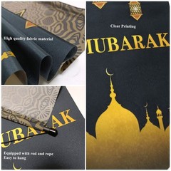 KYMY 2pcs Ramadan Eid Mubarak Hanging Canvas Signs with 20X11.8, Ramadan Eid …