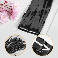 5 Pack Black Foil Fringe Backdrop Curtains, 3.2ft x 8.2ft, Tinsel Streamers