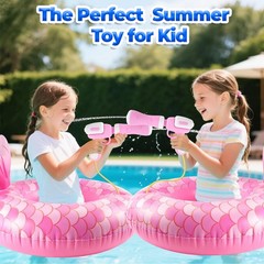 Mermaid Pool Float Toys with Water Gun for Girls Kids 3-5 Years Old, Inflatable