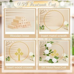 48 Pcs Baptism Centerpiece Set First Communion Decor Wooden Cross Floral Hoop