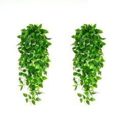 Fake Hanging Plants 2pcs Artificial Plant for Indoor 2 PACK, Green