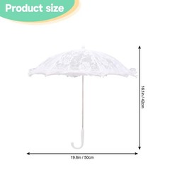 Mini White Lace Parasol 19.6″, Vintage Embroidery Decorative Umbrella for Wed…