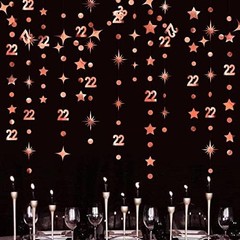 Rose Gold 22nd Birthday Decorations Number 22 Circle Dot Star Garland Streamer B