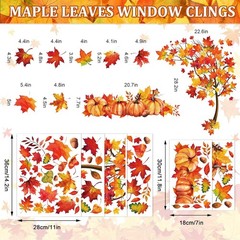 Whaline 6 Sheets Fall Maple Leaves Window Clings Thanksgiving Watercolor…
