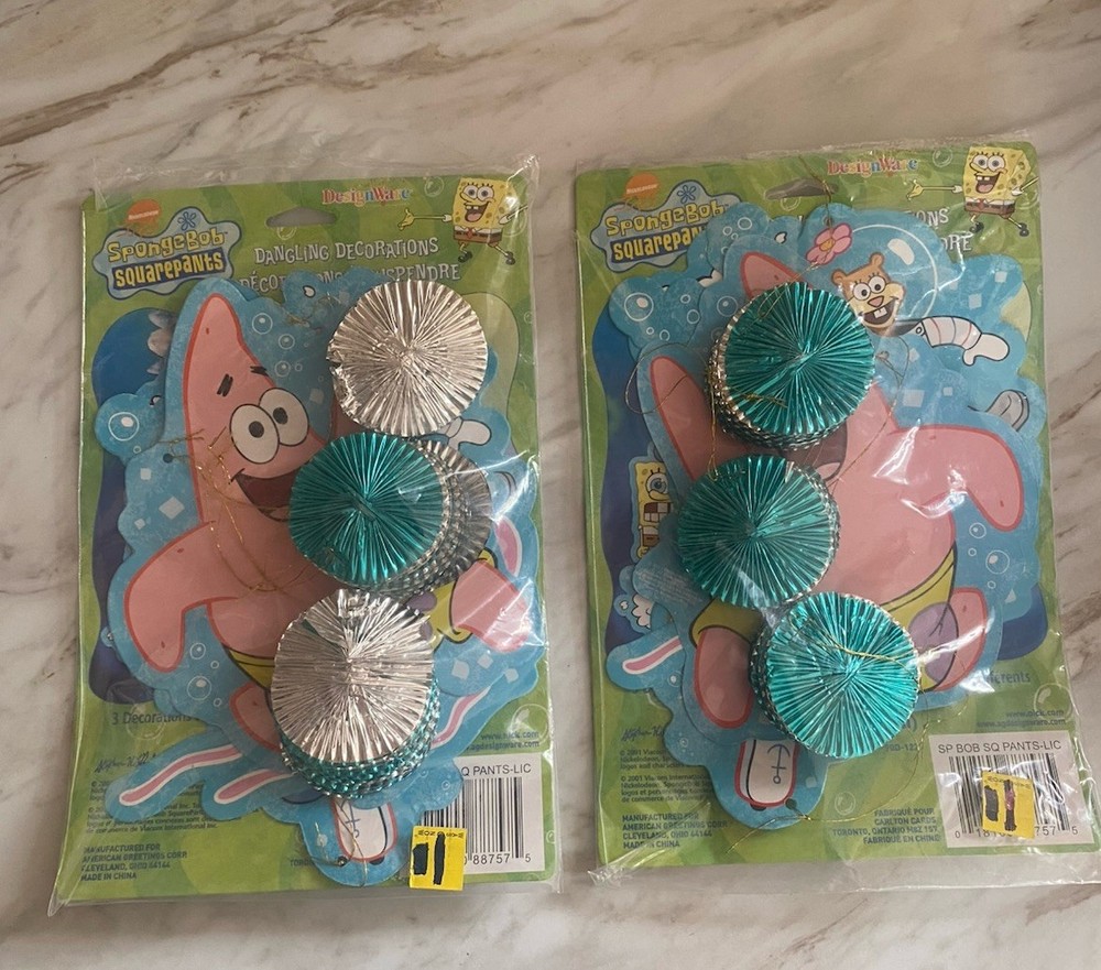 Vintage Spongebob SquarePants Dangling Birthday Decorations Lot Of 2