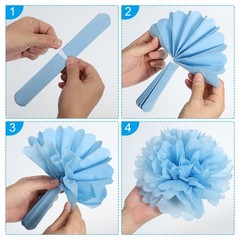 8″ Tissue Pom Poms Flowers, 5 Pack Paper Flower Ball for Wedding Bridal Showe…