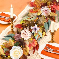 Fall Garland with Lights, 6 FT Leaves Vine 1 Pack 6 Ft, Floral