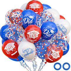 75Pcs Graduation Party Decorations Balloons Set – 12 Inch Congrats Navy Blue Red