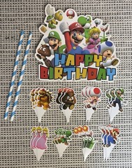 NEW 117Pcs Super Mario Bros Birthday Party Decor Backdrop Banner Cake Toppers+