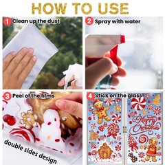 DULEFUN Christmas Window Clings, Gingerbread Man Candy Window’s Stickers Red