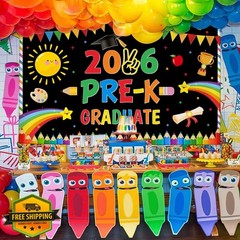 MEHOFOND Grad Backdrop Class of 2026 Preschool Graduation Banner 8x6ft Black