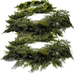 2P 6ft Artificial Christmas Garland, Real Touch Cedar Pine Garland-Pine Wreath&&