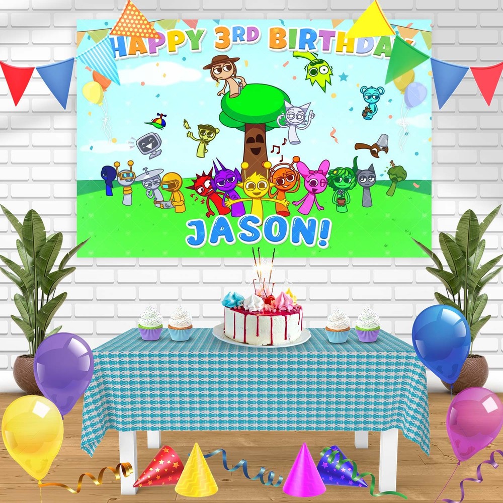 Sprunki Vinyl Birthday Banner Backdrop 3×5