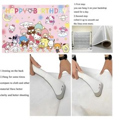 Hello Kitty & Friends Happy Birthday Backdrop 5×3.5ft Birthday Party Decoration