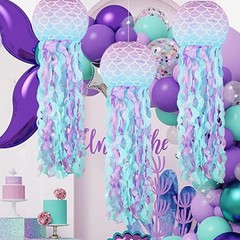 3PCS Mermaid 8INCH/10Inch Paper Lanterns Set Jellyfish Scales Design under the