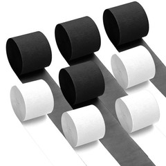 8 Rolls Black White Crepe Paper Streamers 32FT Race Car Birthday Party