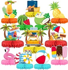 Versatile Beach Themed Party Set: Fun Honeycomb Centerpieces for All Occasions