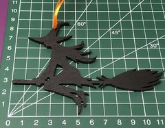 Halloween Hanging decoration Black Witch Laser Cut Painted Plywood. With Ribbon.