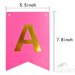 Roseo Pink 8.2ft x 6.6ft (strands), 5.5in x 7.9in (flags), Pink+Roseo+Gold