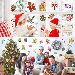 60 PCS Christmas Peppermint Cutouts Wall Decor Floor Decal Candy Cane Party