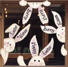 6 Sheets Easter Bunny Window Clings Happy Easter Window Stickers Easter Window..