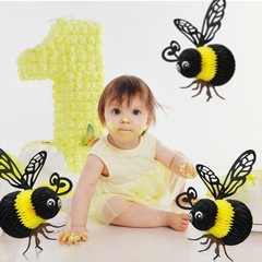 6 Pcs Bee Party Decorations 8 Inch Tissue Honeycomb Hanging Decor 8×10 Inch