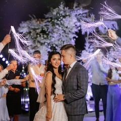 Simgoing 24 Pcs Lighted Wedding Wands LED Tinsel Light up Purple