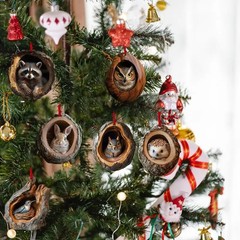 2025 Animal Christmas Ornaments 2D Cute Acrylic Raccoon Cat Owl Squirrel Animal