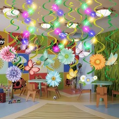 33pcs Spring Hanging Decorations for Home Flower Butterfly Hanging Swirls wi…