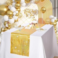 6 Pack Iridescence Gold Table Runners: Laser 6 Pcs 12×72 Inches Gold Laser