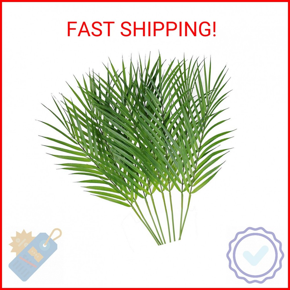 Artificial Areca Palm Leaves, 8 Pcs Faux Tropical Palm Tree Leaves Stems for Flo