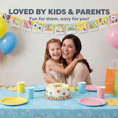 Spongebob Table Cloth and Birthday Banner | Spongebob Birthday Decorations and P