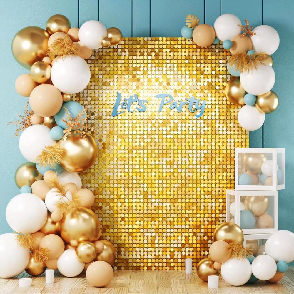 24 Pack Shimmer Wall Backdrop Party Decorations, 12×12 Gold Sequin Wall Panels