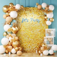 24 Pack Shimmer Wall Backdrop Party Decorations, 12×12 Gold Sequin Wall Panels